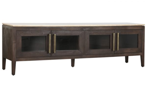 MUEBLE TV MANGO MARMOL 180X40X55 TRAVERTINO - Imagen 2