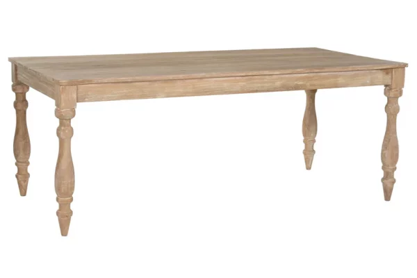 MESA COMEDOR TECA 195X97X77 TORNEADA DECAPE BLANCO - Imagen 2