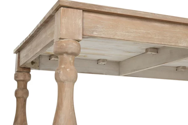 MESA COMEDOR TECA 195X97X77 TORNEADA DECAPE BLANCO - Imagen 5
