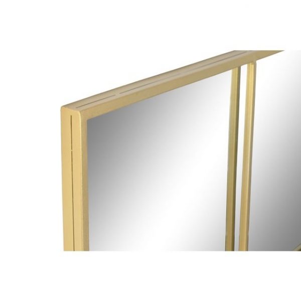 ESPEJO HIERRO CRISTAL 122X1X122 VENTANA DORADO - Imagen 2