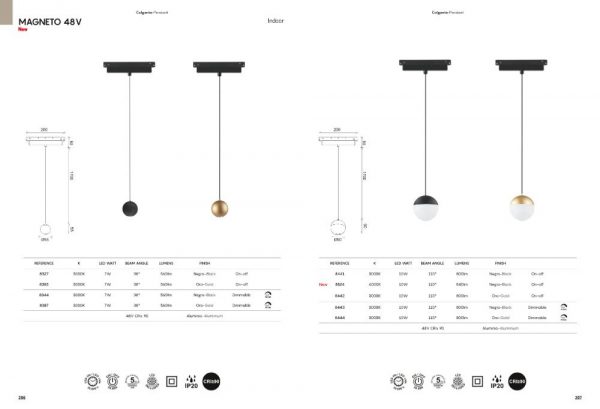 COLGANTE 7W NEGRO/ORO 2700K TRIAC 8998 MANTRA - Imagen 3