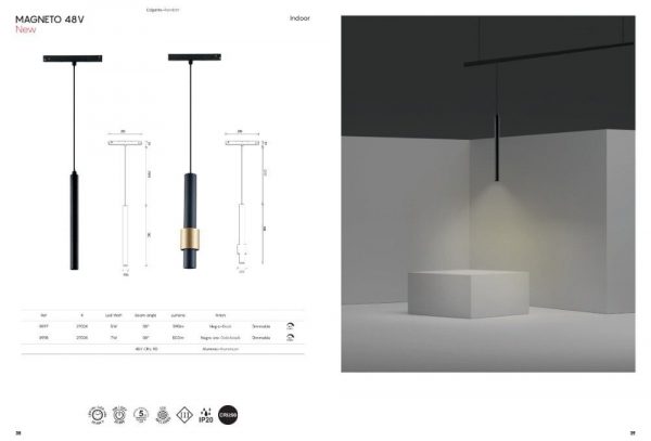 COLGANTE 7W NEGRO/ORO 3000K TRIAC 8446 MANTRA - Imagen 2
