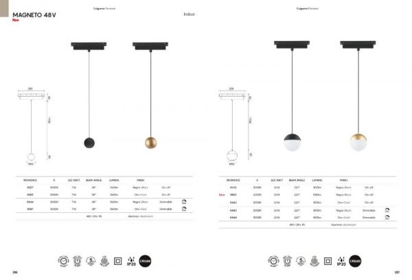 COLGANTE 7W NEGRO/ORO 3000K TRIAC 8446 MANTRA - Imagen 3