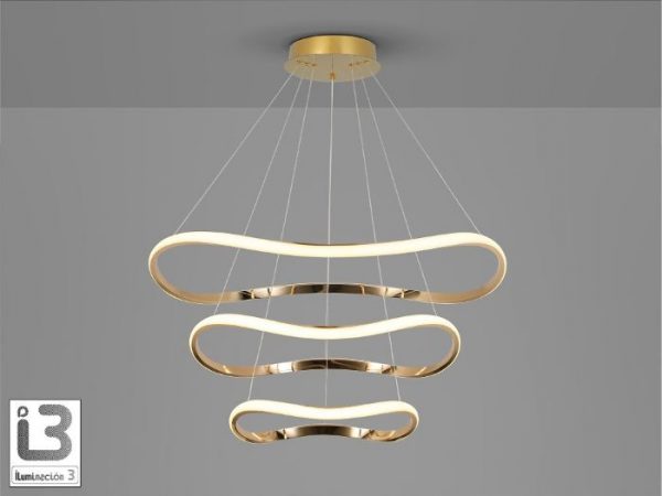 I3 NAOS LAMPARA ORO ROSA 3 AROS D80 151038 SCHULLER - Imagen 3