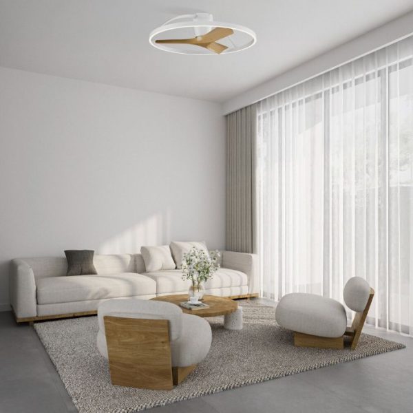 VENTILADOR NEPAL II BLANCO MADERA 9045 MANTRA - Imagen 3