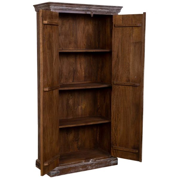 ARMARIO MADERA ACABADO ARTESANAL 2 PUERTAS MARRON 90x40x180 - Imagen 3