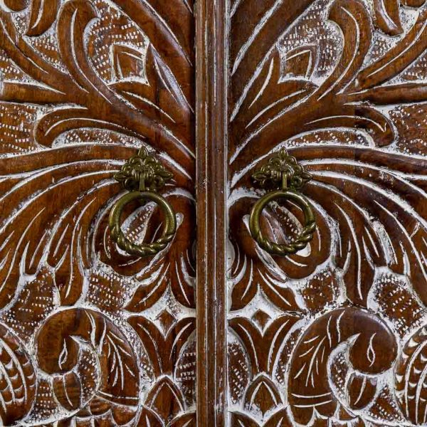 ARMARIO MADERA ACABADO ARTESANAL 2 PUERTAS MARRON 90x40x180 - Imagen 5