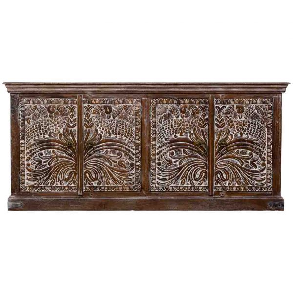 APARADOR MADERA ACABADO ARTESANAL 4 PUERTAS MARRON 180x40x80 - Imagen 2