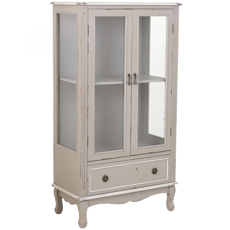 VITRINA MADERA 1 CAJÓN Y 2 PUERTAS 80X42X148CM