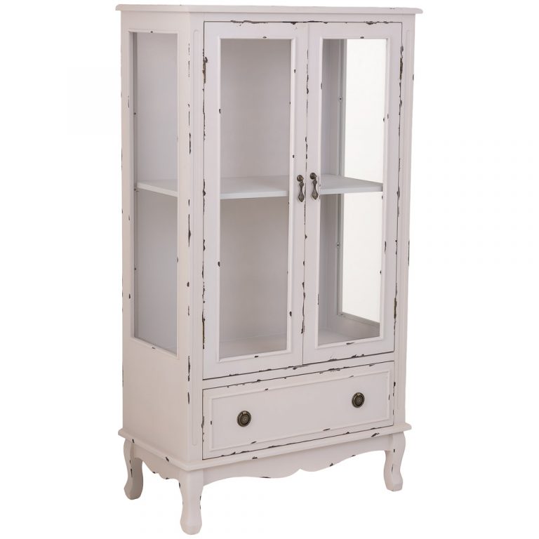 VITRINA MADERA 1 CAJÓN Y 2 PUERTAS 80X42X148CM