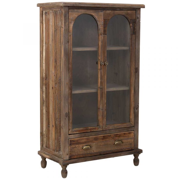 VITRINA MADERA 2 PUERTAS Y 1 CAJÓN 80X42X138CM