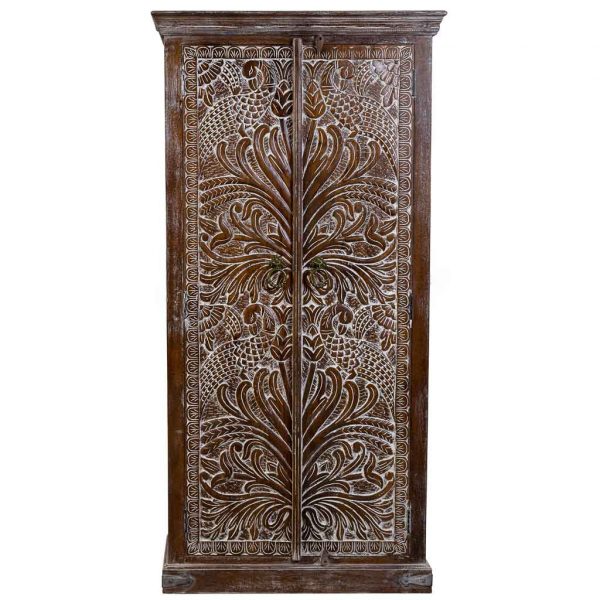 ARMARIO MADERA ACABADO ARTESANAL 2 PUERTAS MARRON 90x40x180 - Imagen 2