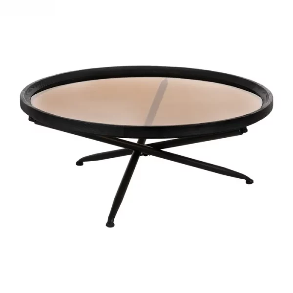 MESA CENTRO NEGRO MADERA-METAL 100 X 100 X 40 CM - Imagen 3