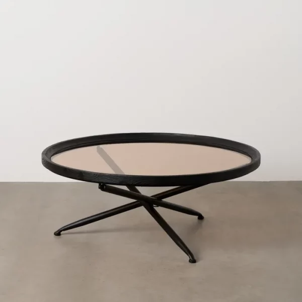 MESA CENTRO NEGRO MADERA-METAL 100 X 100 X 40 CM - Imagen 2