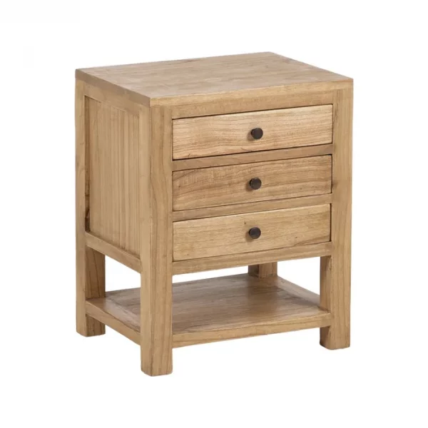 MESITA NATURAL MADERA MINDI DORMITORIO 45 X 35 X 55 CM - Imagen 3