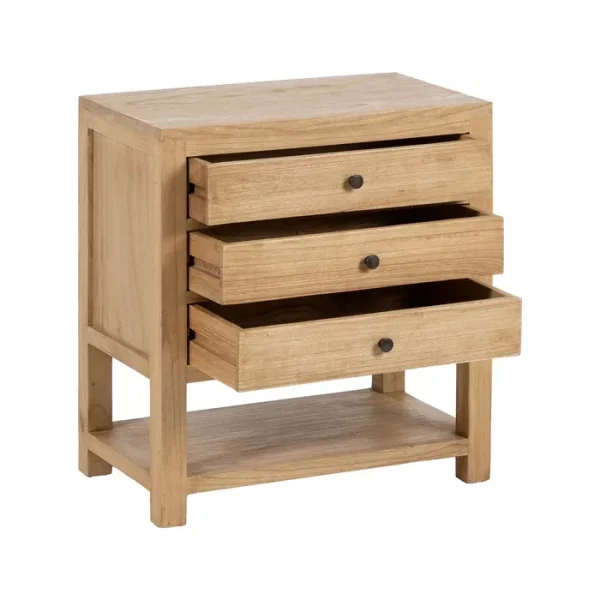MESITA NATURAL MADERA MINDI DORMITORIO 60 X 35 X 65 CM - Imagen 5