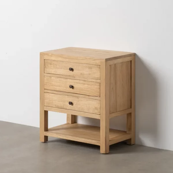 MESITA NATURAL MADERA MINDI DORMITORIO 60 X 35 X 65 CM - Imagen 3