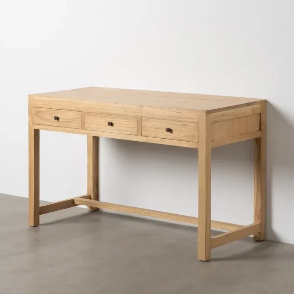 ESCRITORIO NATURAL MADERA MINDI 130 X 55 X 77 CM - Imagen 2