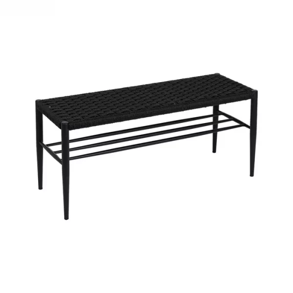 BANCO NEGRO CUERDA-METAL 100 X 35 X 46 CM - Imagen 3