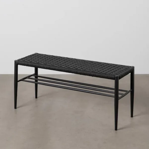 BANCO NEGRO CUERDA-METAL 100 X 35 X 46 CM - Imagen 2