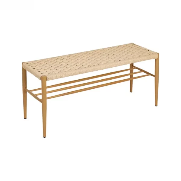 BANCO NATURAL CUERDA-METAL 100 X 35 X 46 CM - Imagen 3