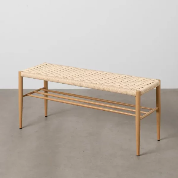 BANCO NATURAL CUERDA-METAL 100 X 35 X 46 CM - Imagen 2