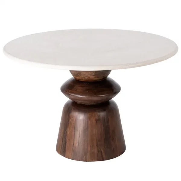 MESA COMEDOR MÁRMOL/MADERA SALÓN 120 X 120 X 76 CM - Imagen 2