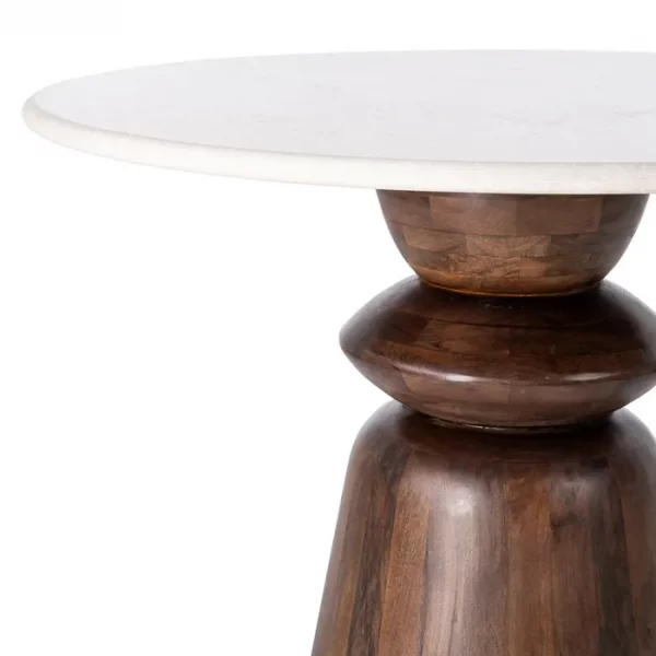 MESA COMEDOR MÁRMOL/MADERA SALÓN 120 X 120 X 76 CM - Imagen 3