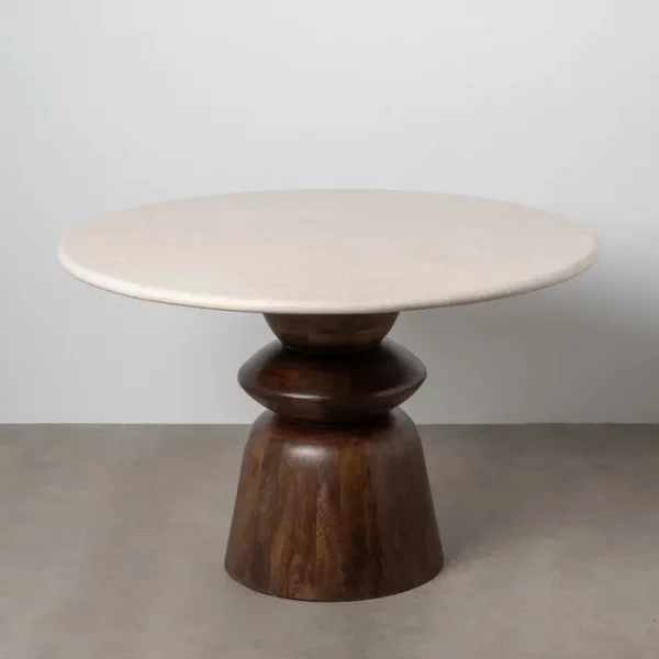 MESA COMEDOR MÁRMOL/MADERA SALÓN 120 X 120 X 76 CM - Imagen 11