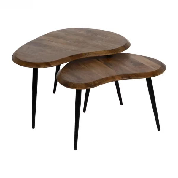 S/2 MESA CENTRO MADERA DE MANGO SALÓN 82 X 61 X 45 CM - Imagen 3