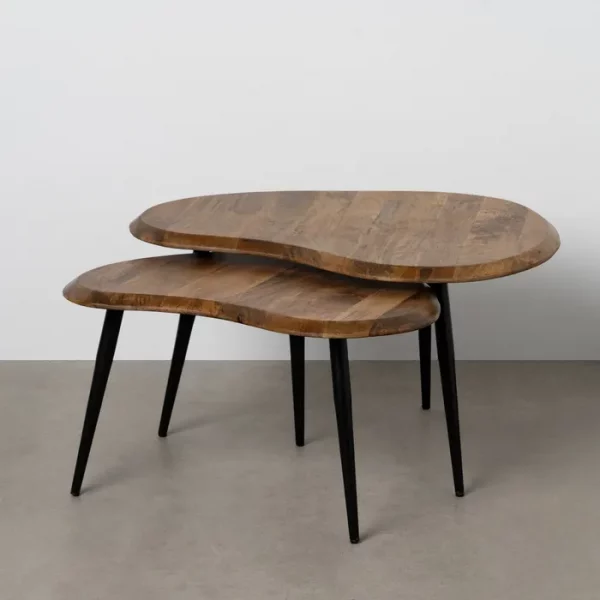 S/2 MESA CENTRO MADERA DE MANGO SALÓN 82 X 61 X 45 CM - Imagen 2