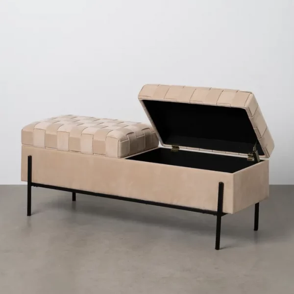 BANCO BAÚL BEIGE TEJIDO-METAL 121 X 41 X 47 CM - Imagen 3