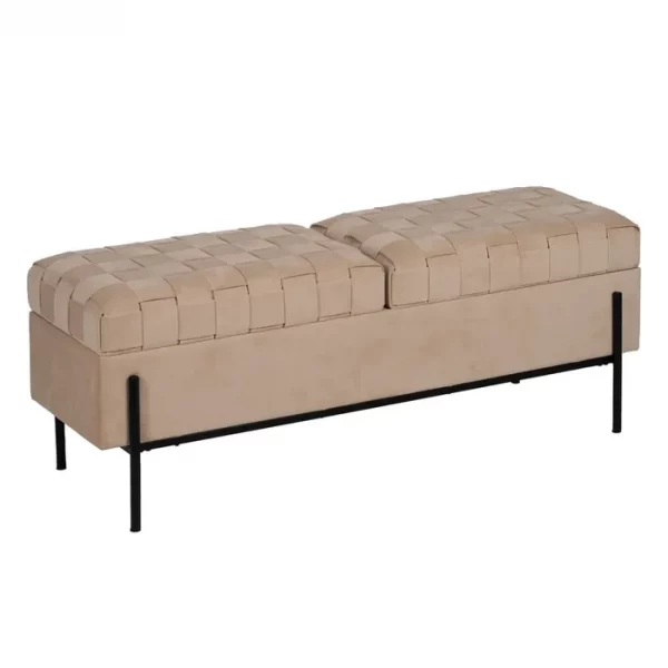 BANCO BAÚL BEIGE TEJIDO-METAL 121 X 41 X 47 CM - Imagen 4