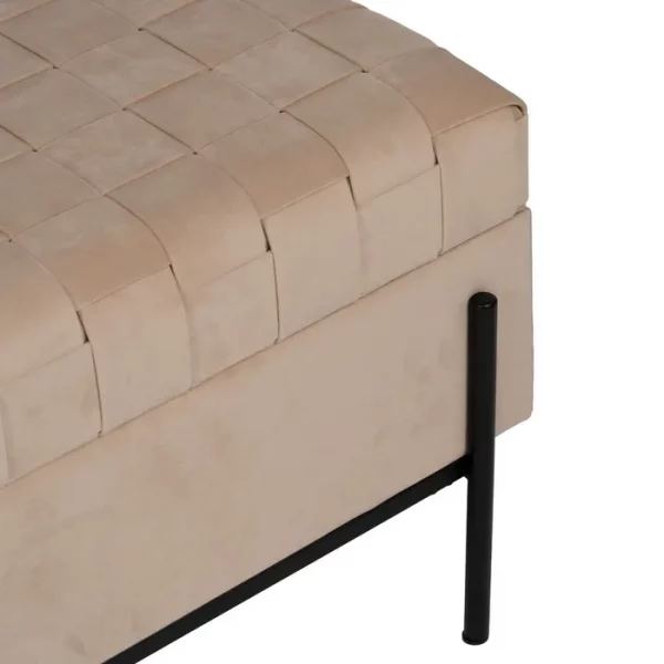 BANCO BAÚL BEIGE TEJIDO-METAL 121 X 41 X 47 CM - Imagen 5
