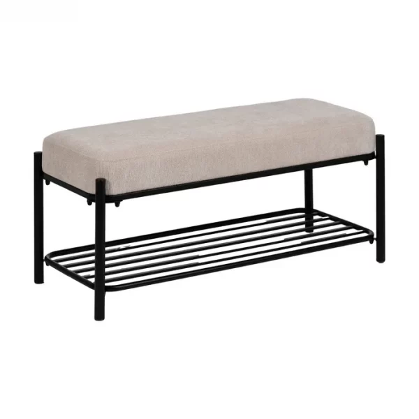 BANCO BEIGE TEJIDO-METAL 91 X 36 X 45 CM - Imagen 3