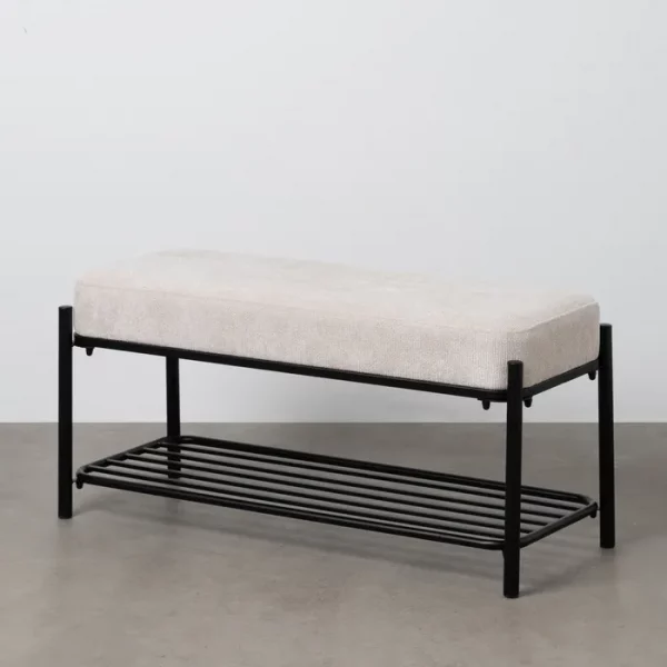 BANCO BEIGE TEJIDO-METAL 91 X 36 X 45 CM - Imagen 2