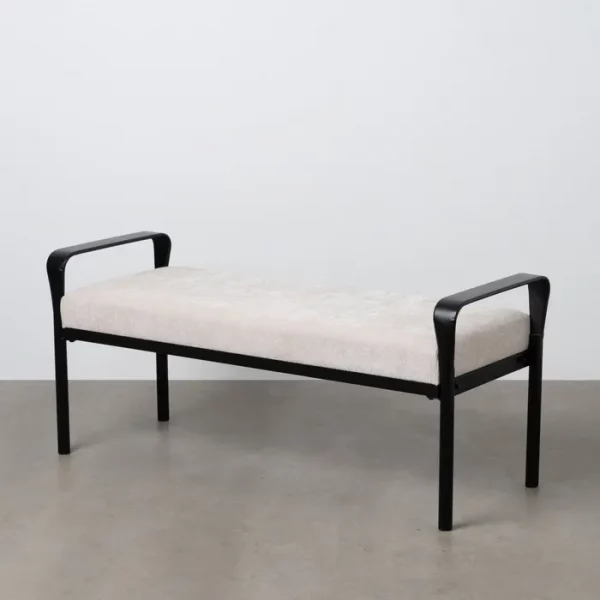 BANCO BEIGE TEJIDO-METAL 121 X 46 X 52 CM - Imagen 2