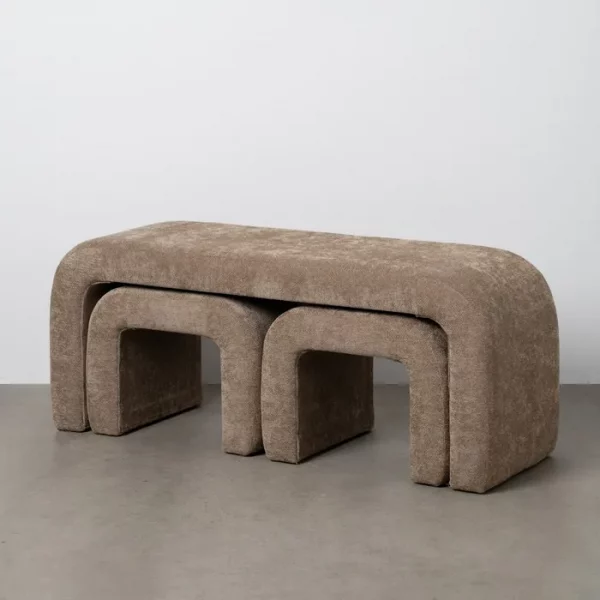 S/3 BANCO TAUPE DM-TEJIDO 126 X 46 X 50 CM - Imagen 3