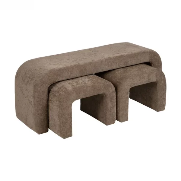 S/3 BANCO TAUPE DM-TEJIDO 126 X 46 X 50 CM - Imagen 4