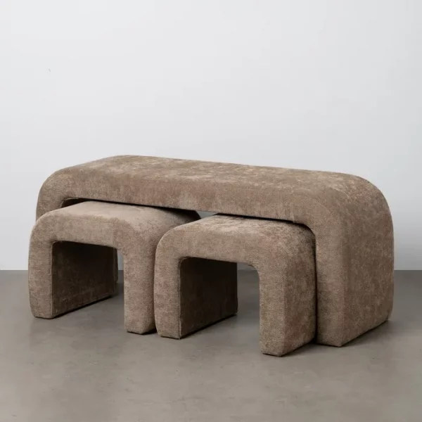 S/3 BANCO TAUPE DM-TEJIDO 126 X 46 X 50 CM - Imagen 2