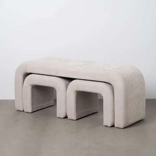 S/3 BANCO BEIGE DM-TEJIDO 126 X 43 X 50 CM - Imagen 3