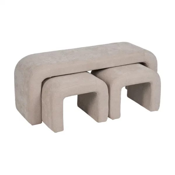 S/3 BANCO BEIGE DM-TEJIDO 126 X 43 X 50 CM - Imagen 4