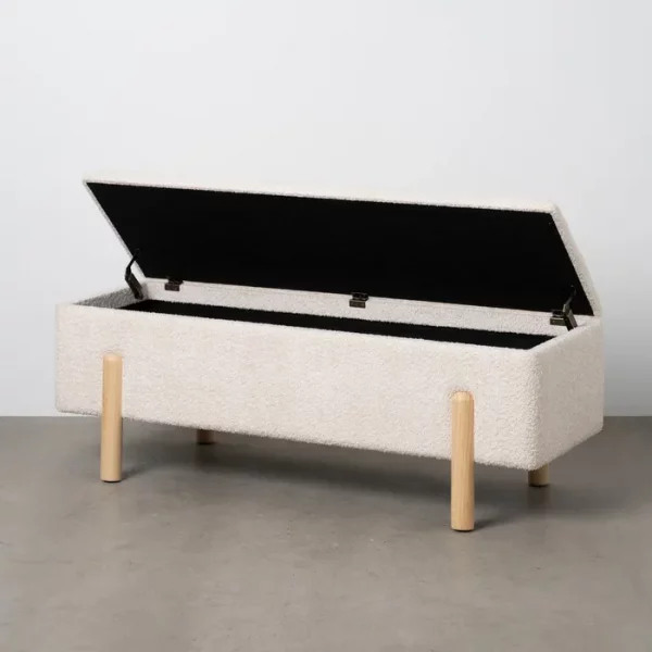 BANCO BAÚL CREMA DM-TEJIDO 122 X 42 X 45 CM - Imagen 3