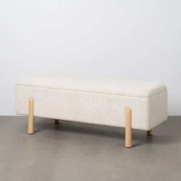 BANCO BAÚL CREMA DM-TEJIDO 122 X 42 X 45 CM - Imagen 2