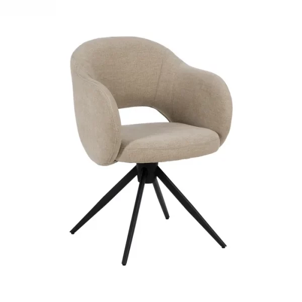 SILLA BEIGE TEJIDO-METAL SALÓN 56 X 56 X 81 CM - Imagen 2