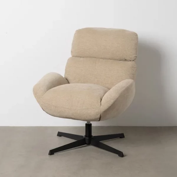 SILLÓN GIRATORIO BEIGE TEJIDO-METAL 72 X 78 X 88 CM - Imagen 2
