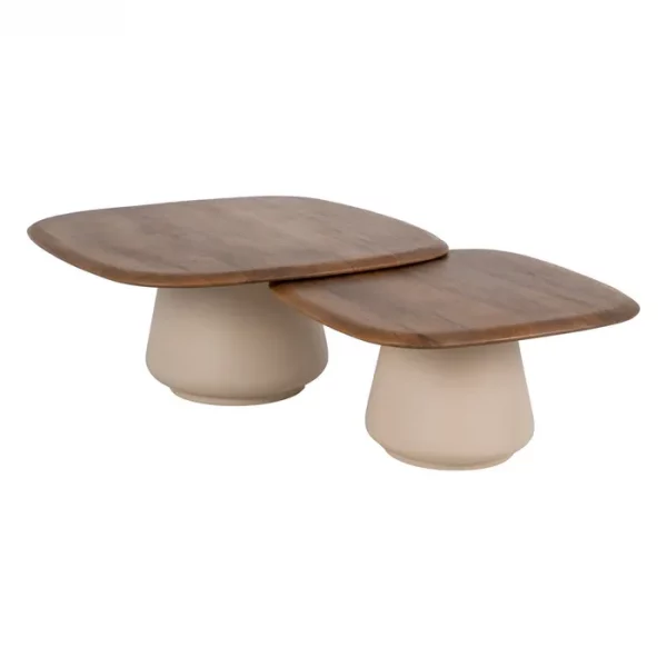 S/2 MESA CENTRO MADERA-METAL SALÓN 90 X 90 X 40 CM - Imagen 3