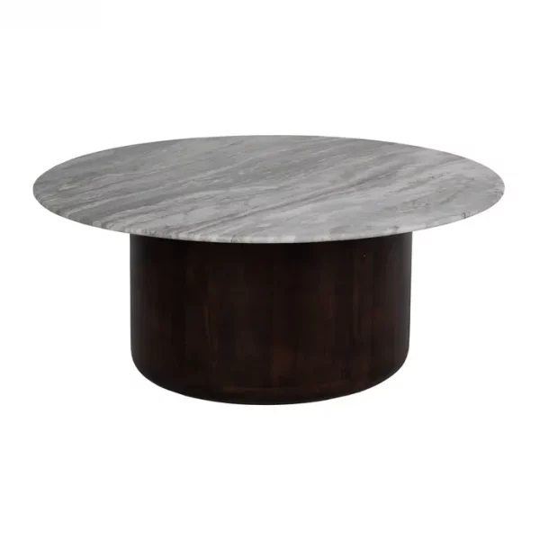 S/2 MESA CENTRO MADERA-MÁRMOL SALÓN 100 X 100 X 43 CM - Imagen 4