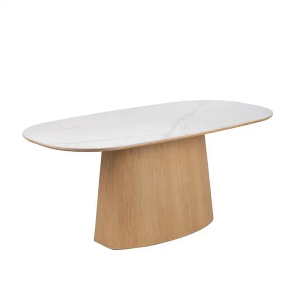 MESA COMEDOR BLANCO-NATURAL DM-CERÁMICA 180 X 90 X 75 CM - Imagen 3