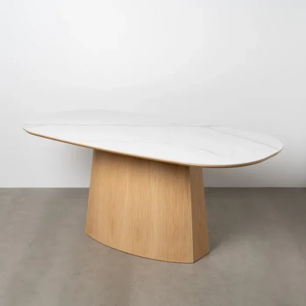 MESA COMEDOR BLANCO-NATURAL DM-CERÁMICA 180 X 90 X 75 CM - Imagen 2